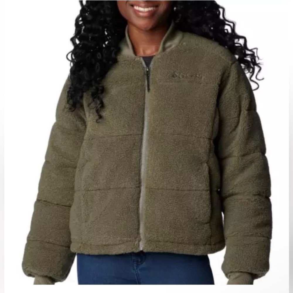 Columbia Puffect Sherpa Puffer Jacket Women’s XL Olive Green NWOT